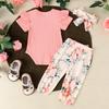 Baby Mädchen Strampler Top Hose und Stirnband Dreiteiliges Set Sommer Babykleidungsset