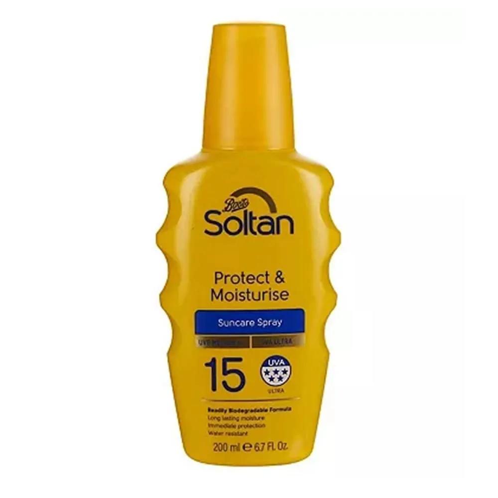 Soltan Sun Care Spray 200ml 1 Pack SPF15 Soltan Protect & Moisturise Suncare Spray SPF15 200ml