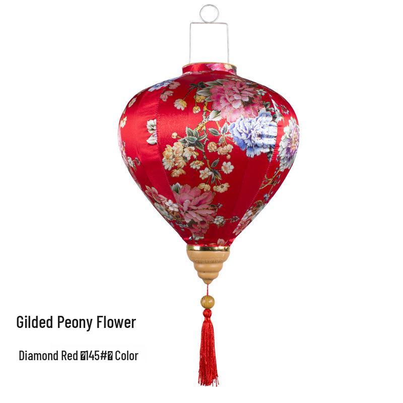Gold-Edged Peony Palace Lantern - Chinese Style for New Year, Spring Festival, Weddings, Outdoor, or Housewarming Decor