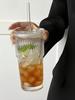 500ml gestreifte Glasbecher mit Deckel & Strohhalm, hitzebeständig, für Kaffee/Tee/Smoothies, ideal für Büro, Picknick & täglichen Gebrauch, in Schaumstoffbox verpackt