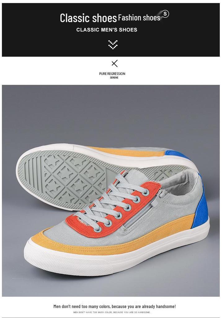 Spring 2026 Men's Breathable Canvas Low-Top Shoes - Trendy Casual Sports Skate Footwear
