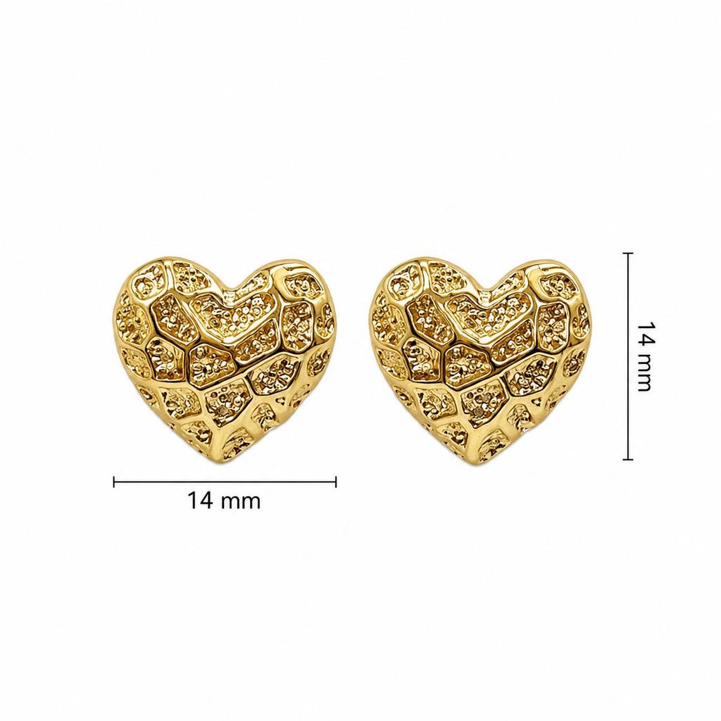 High-End Heart-Shaped Gold Stainless Steel Earrings | Creative Fashion Studs