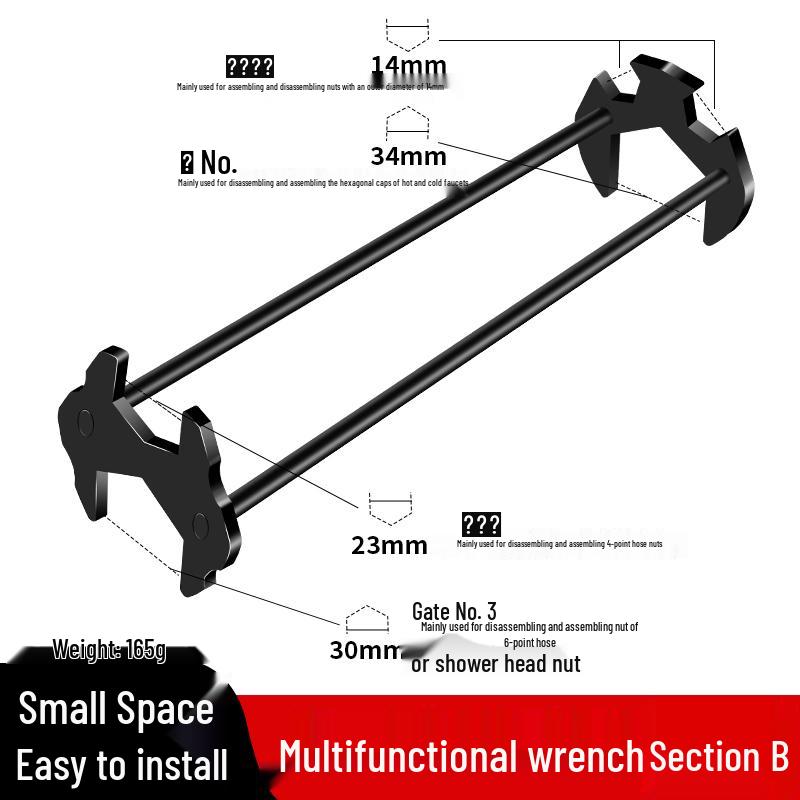 Universal 8-in-1 Sink Wrench: Multifunctional Tool for Water Pipe and Faucet Installation