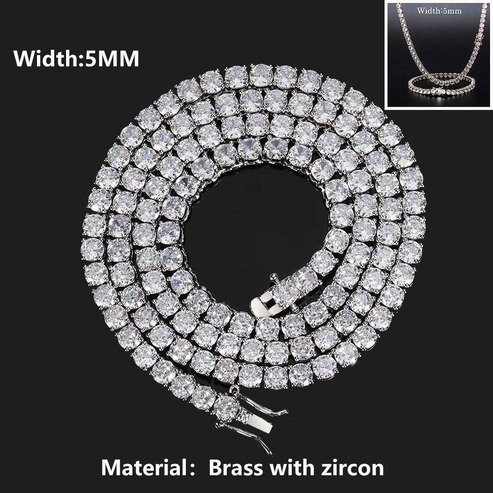 ICEBLING 3/4/5/6MM Round Cut CZ Stone Tennis Necklace Iced Out Single Row Cubic Zirconia Necklace for Men Women Hip Hop Jewelry