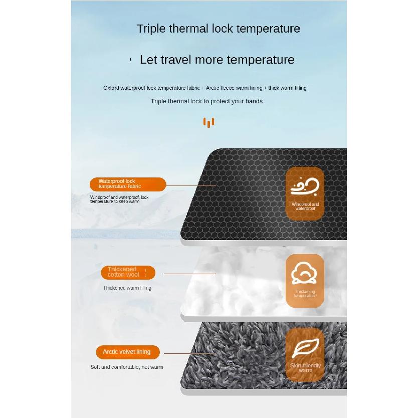 Motorcycle Handlebar Cover 1 Pair  Winter Thermal Gloves Waterproof Handmuffs Windproof Warm Handle Thickened Reflective Strips