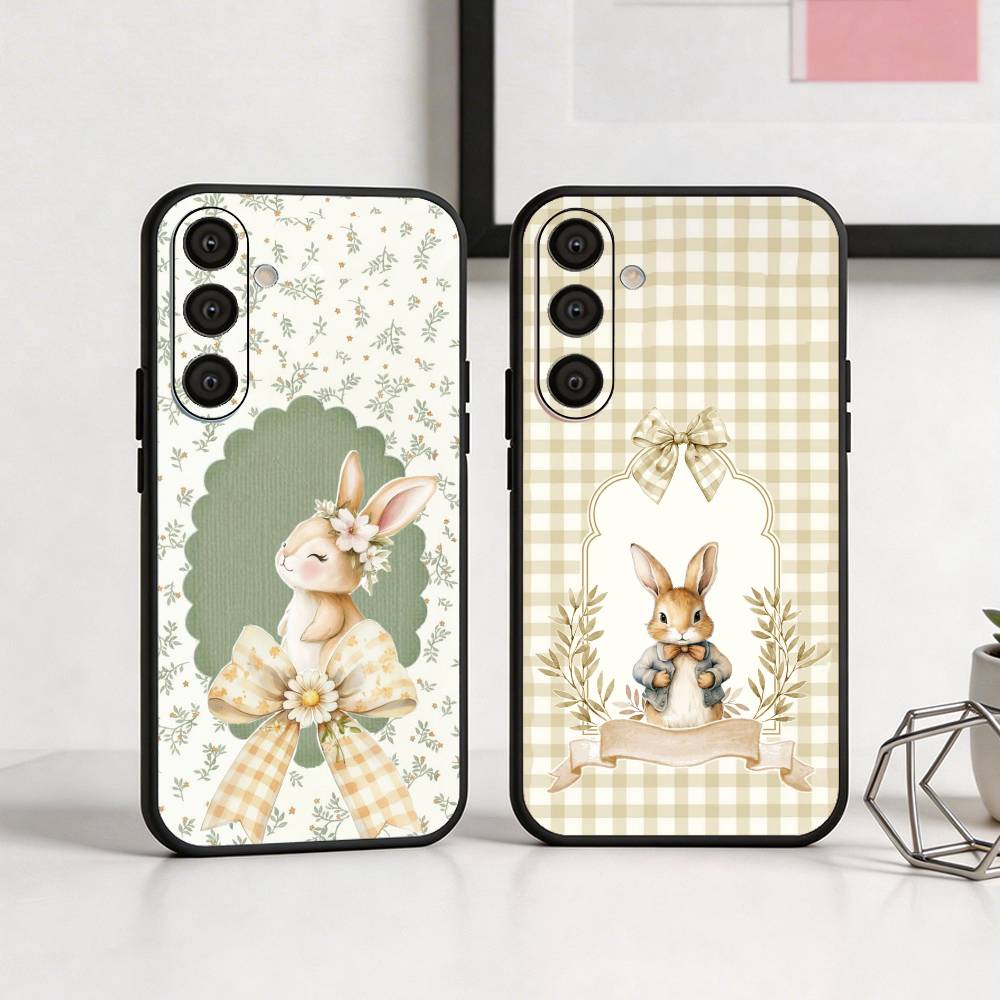 Cute P-Peter Rabbit Phone Case For Samsung A73,72,71,A52,51,40,41,A22,A32,31,A13, Soft Black Shell