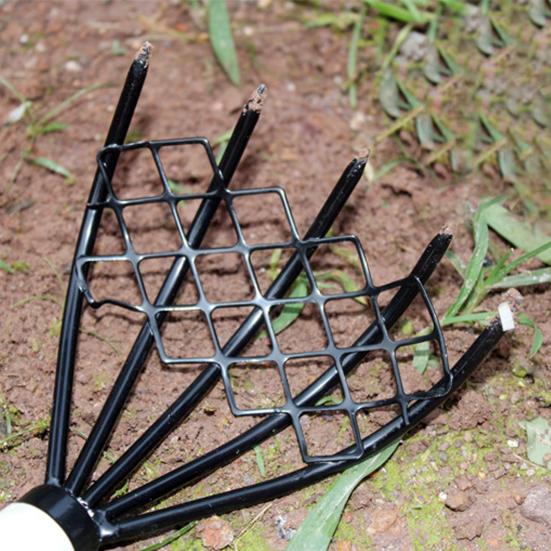 2Pcs/Set Steel Clam Rakes with Wooden Handle Mesh Pocket Seafood Shell Digger Tool Clam Rakes Beach Clamming Accessories