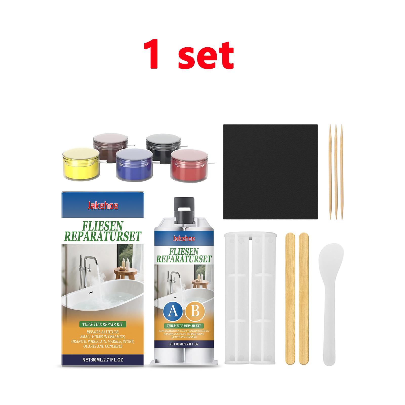 

Епоксидна шпаклівка A+B Набір для ремонту порцеляни Паста для ремонту тріщин кераміки та плитки для ванни, раковини, стіни та душової кабіни, заповнювач для сколів та тріщин