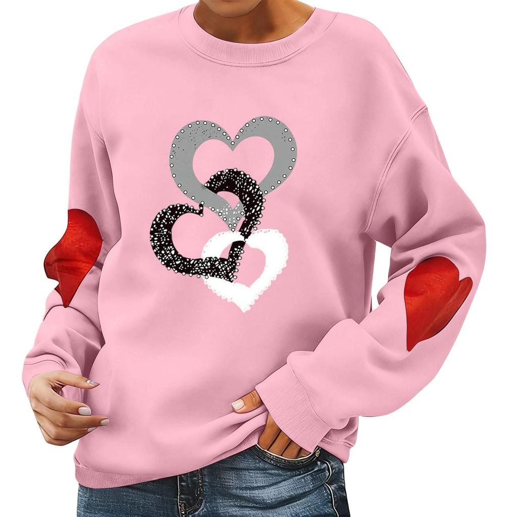 Ladies' Valentine's Day Printed Casual Long Sleeved Sports Hoodie Top