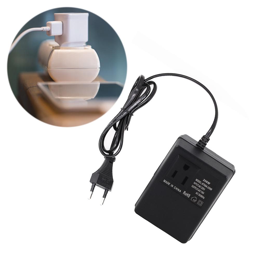 AC 220V to 110V Converter 200W Voltage Converter Portable   Travel Power Adapter Black