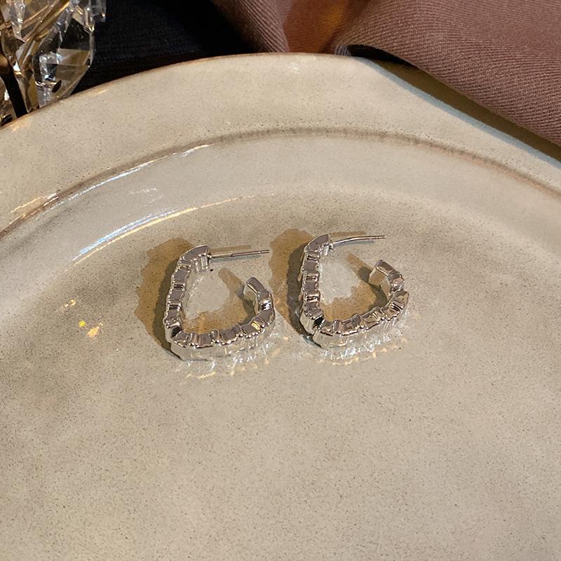 CCB Steel Needle Earrings Women's Cold Wind Personality Versatile Explosive Stud Earrings Trend Temperament Exaggerated Earrings