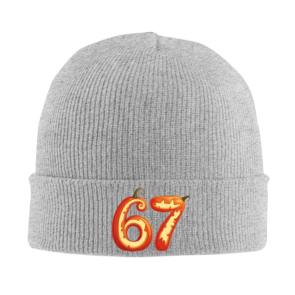 Unisex Adult 67 PUMPKIN HALLOWEEN HAUNTED BY 67 Beanie Hats Cute Knit Hat Autumn Hippie Caps Design Warm Soft Bonnet Hats