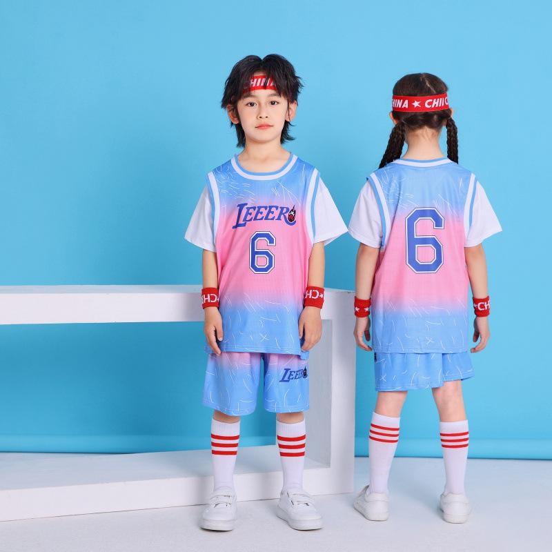 Children'S Clothing Children'S Basketball Clothing Set Short-Sleeved Boys And Girls Jerseys Primary School Students No. 6 Sportswear Ice Silk Quick