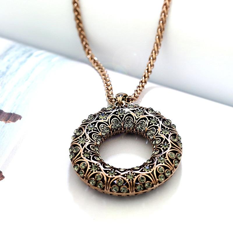 

Винтажное круглое длинное ожерелье со стразами для женщин, новые ожерелья-свитера и подвески, ювелирные изделия