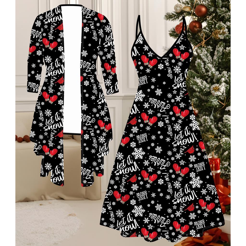 3D Christmas Printed Set Dress Coat for Valentine's Day, Eccentric Classical Totem Fashion Print,suitable for Various Scene Fashion Styles