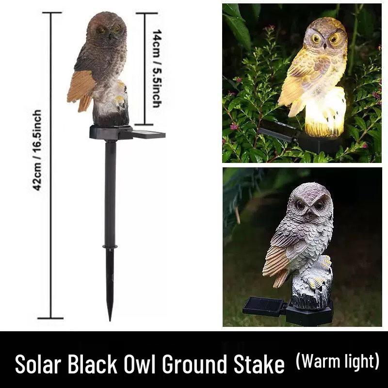Cross-Border Solar Owl Resin Light for Garden Lawn Decor