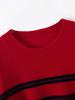 Women's 100% Pure Wool Color Block Stripe Round Neck Sweater - Warm, Casual Knitwear for New Year
