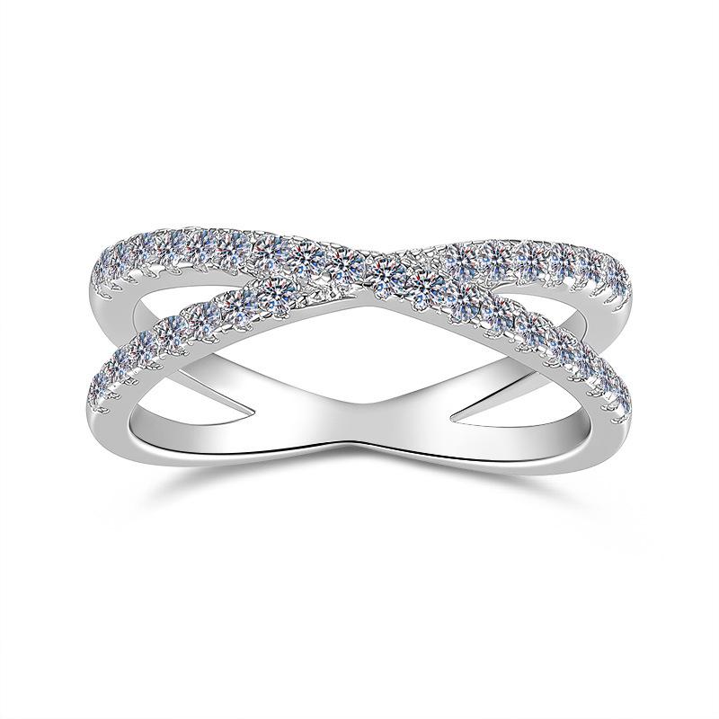 New Moissanite 925 Sterling Silver Intertwined Women's Ring - High-End Fashion Niche