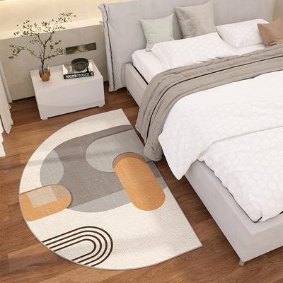 Simple Lines Semi-Circular Carpet Durable And Easy To Clean Home Bedroom Bedside Rug Entrance Doormat Home Decor