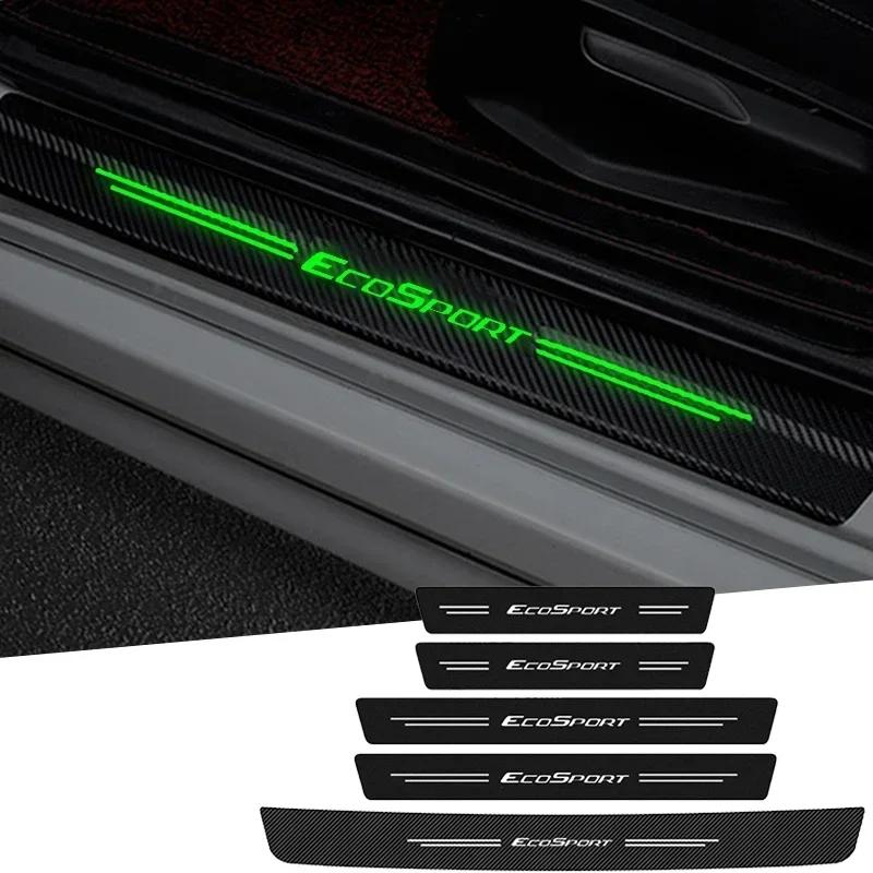 Luminous Car Door Threshold Anti Kick Protector Stickers Anti Scratch Trunk Guard Strip For Ford Ecosport Interior Accessories