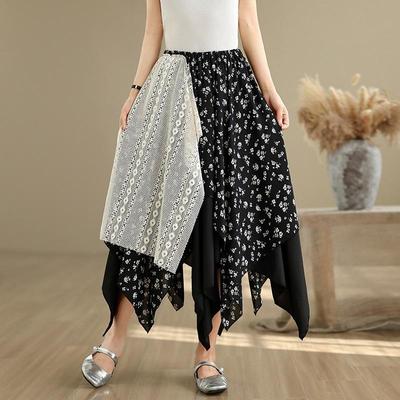 Plus größe Hohe taille vintage Sommer beiläufige lose lange für frau röcke frauen rock