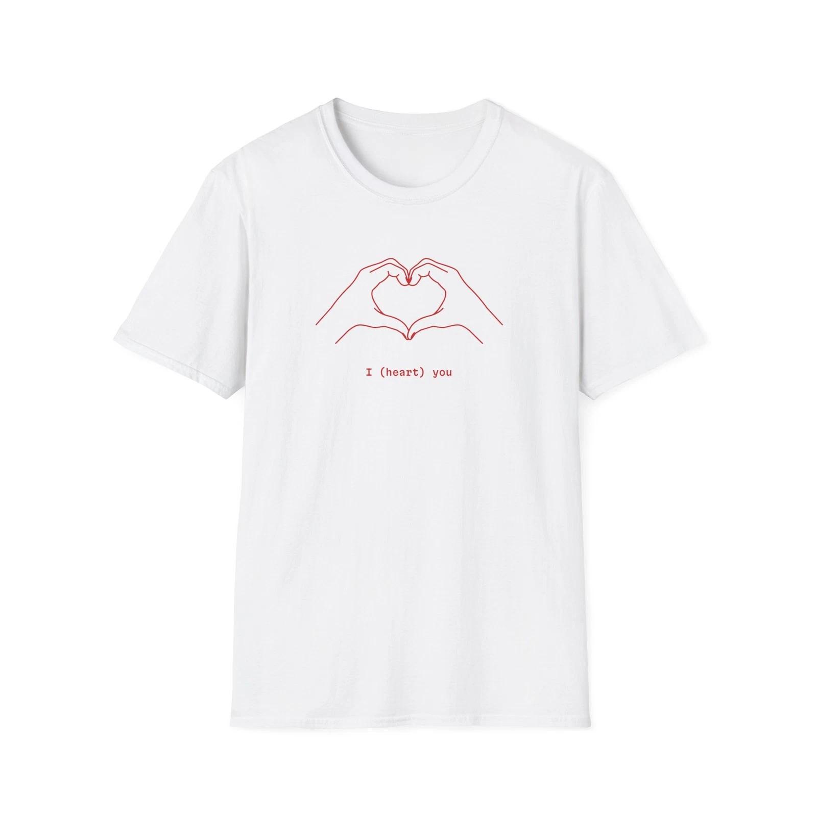 I (heart) you Line Art Heart Hands T-Shirt | Minimal Valentine Tee XL