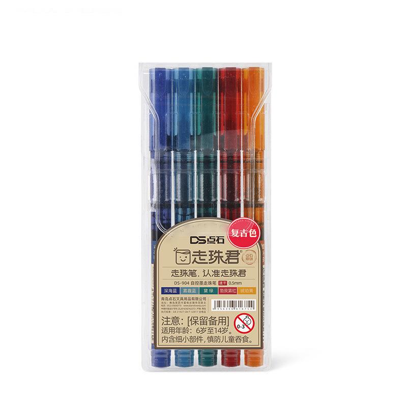 

5 Pcs Large Capacity Quick Drying Needle Tip Colored Gel Pen 0.5mm Fine Pointed Ballpoint Pens DIY Diary Drawing Retro Colors