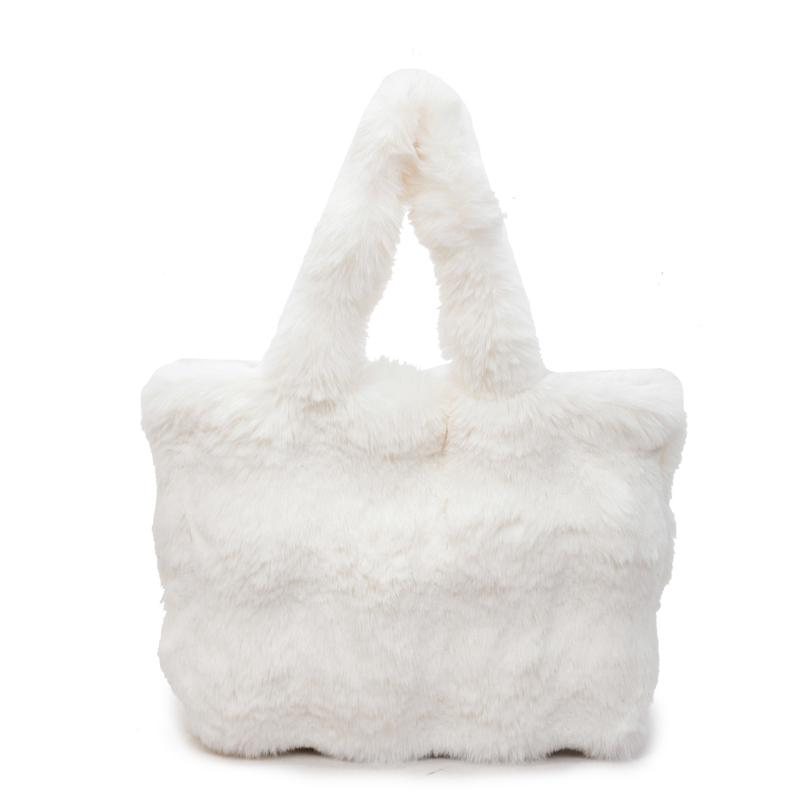 

Women s Large Capacity Tote BAG Plush BAG Solid Shoulder Bag бежевый