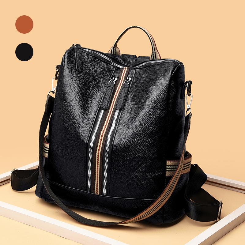 New Backpack Leather Women's Bag College Style Casual Street Trendy Bag Shoulder Bag Large Capacity Backpack