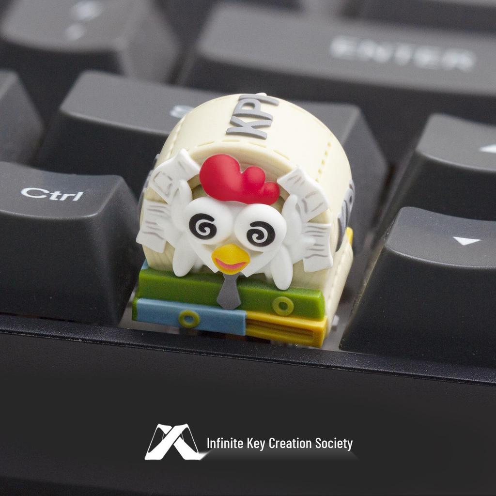Arbeitende Hühner Serie: Personalisierte skurrile Harz-Tastenkappen – Niedliche mechanische Tastaturgeschenke