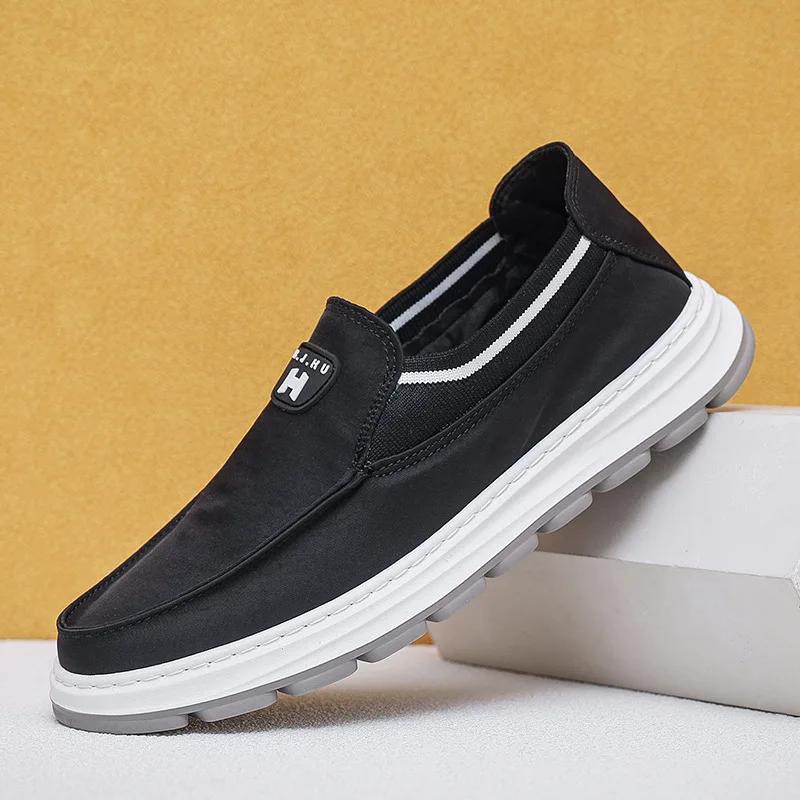 Light Men's Canvas Shoes Breathable Orthopedic Travel Casual Flat Slip on For Outdoor Activity Hiking Walking Zapatillas Hombre