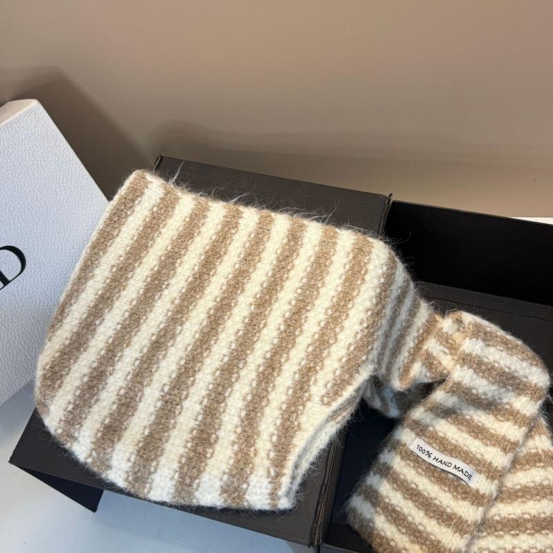Warm Striped Knit Beanie With Ear Flaps Soft Foldable Hat Outdoor Daily Wear