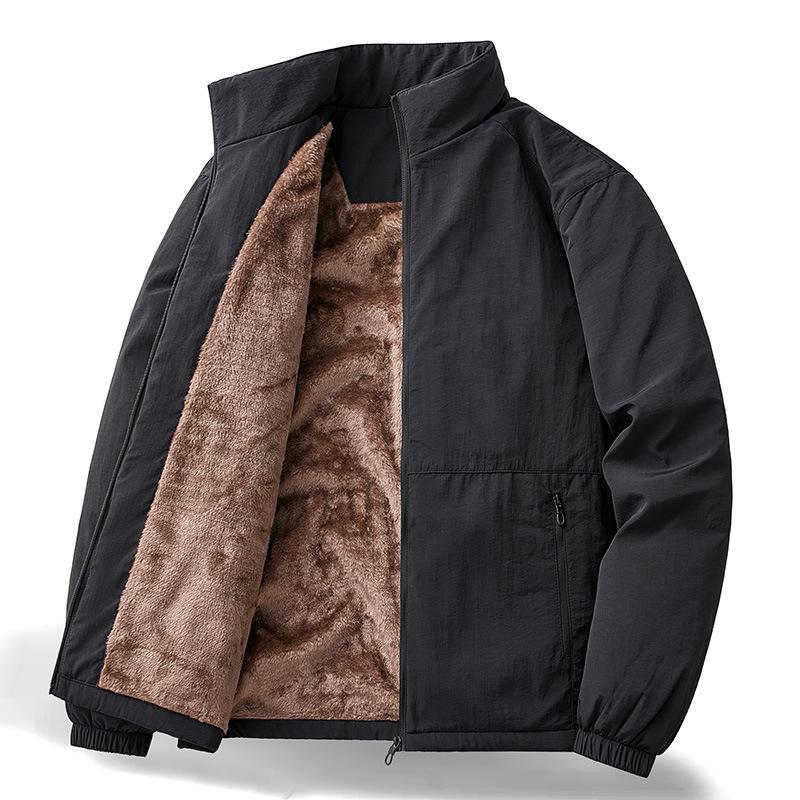 Autumn and Winter Nylon Fleece Jacket Medium-green Urban Men's Business Jacket Executive Thickened Windproof Top