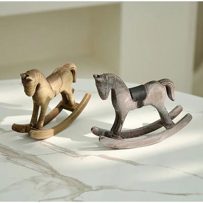 Nordic Retro Wooden Rocking Horse Wooden Craft Balance Art Ornament Desk Decor Living Room