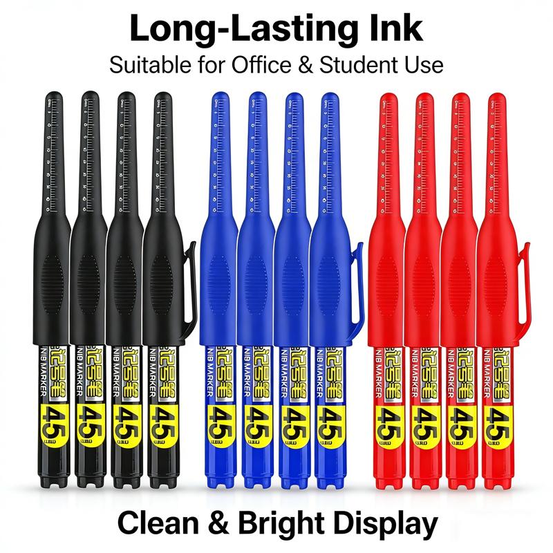 45mm Tip Waterproof Long Head Marker Pen set Quick-Dry Ink for Woodworking Construction Deep Hole Non-Toxic Black Red Blue White