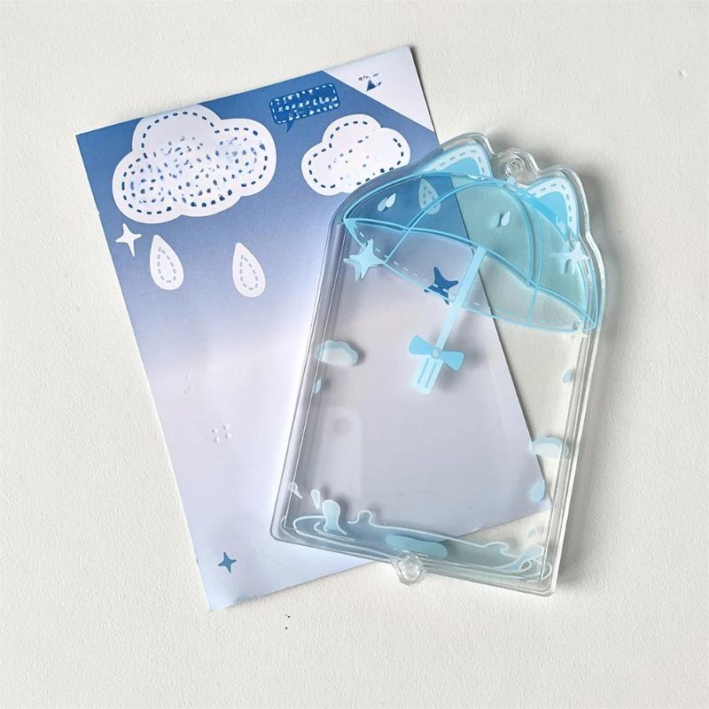 

INS Акриловый держатель для фотокарточек-зонтиков Корейские идолы Фоторамка 3 дюйма Милый Сладкий Дисплей для карточек Настольный декор Сливы для карточек синий