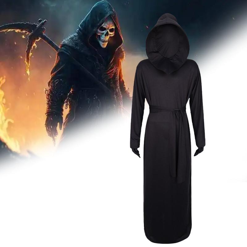 Halloween Black Death God Cosplay Costume With Polyester Fabric For Stage Performances And Party Events
