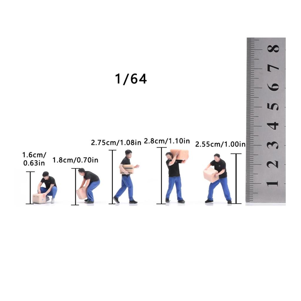 5 Pieces Delivery Worker Figures Realistic Pose Mini Resin