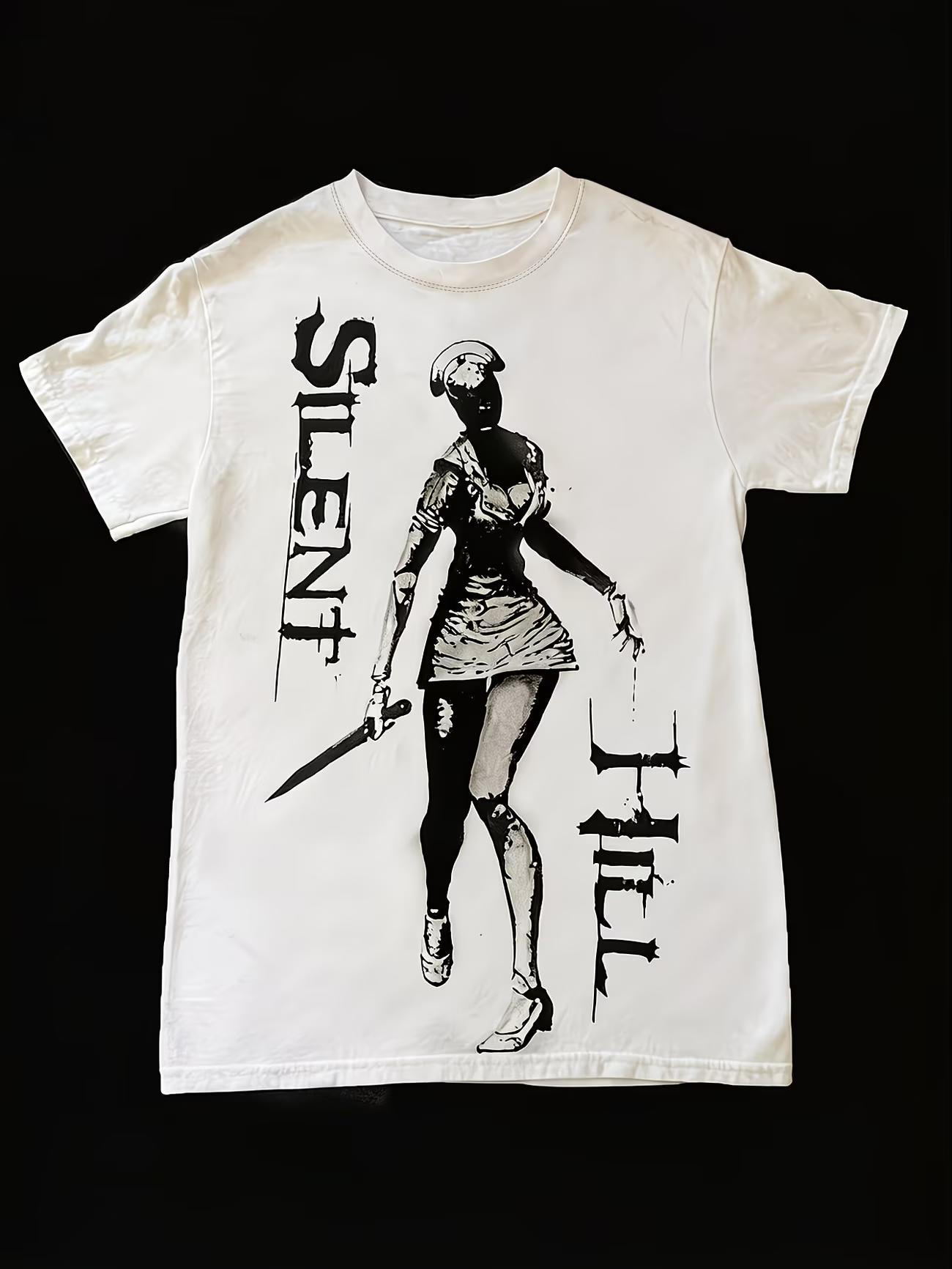 

Silent Hill Y2K Dark Horror Game Bubble Head Nurse T Shirt Street Style Tee Graphic Women Unisex Cotton Summer Oversize Streetwear S