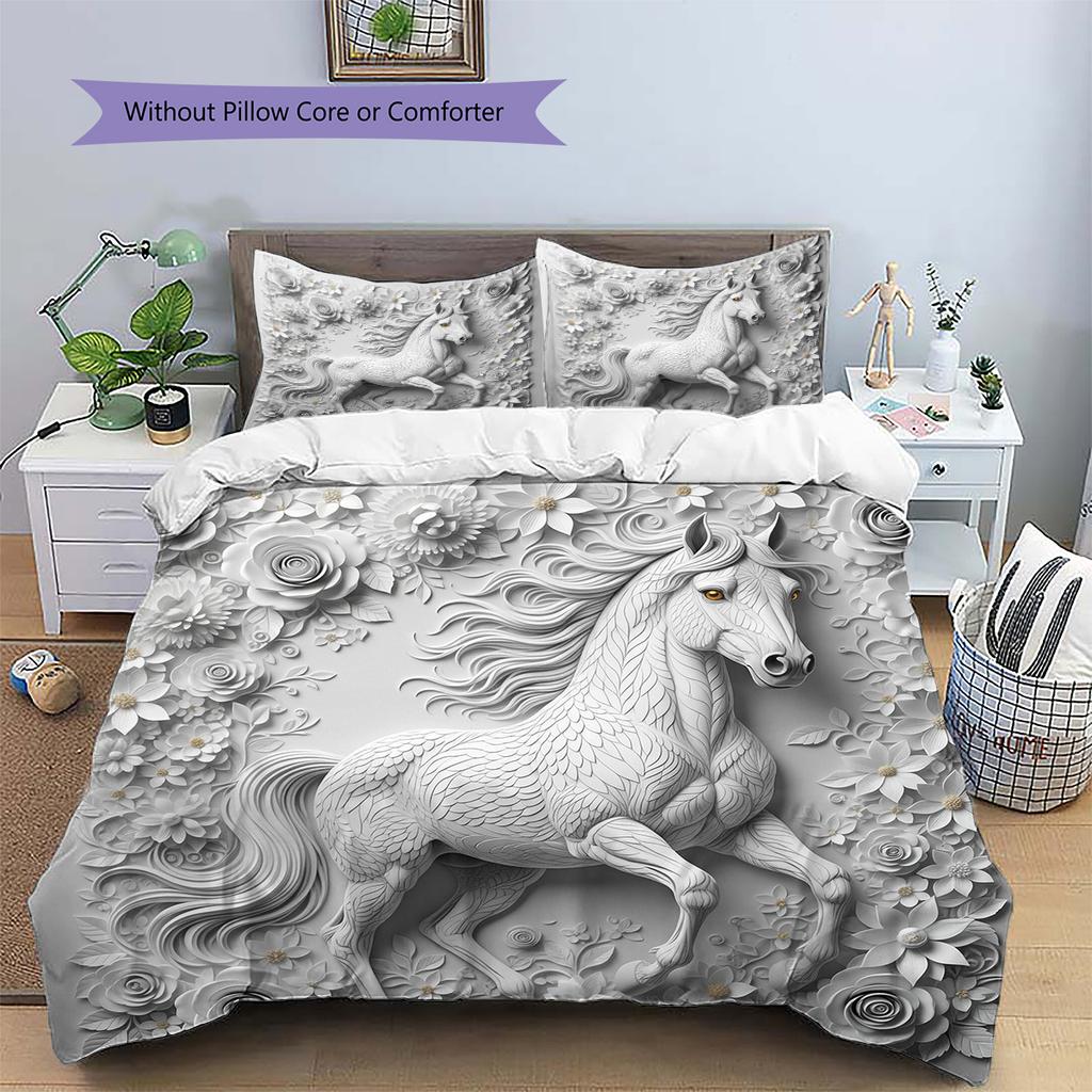 Relief Animals Pattern Bedding Quilt Set  Home Decoration  Gift (1 * duvet cover + 2 * pillowcase  without core)