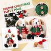 Christmas Sitting Puppy Plush Dog Stuffed Animal Ornament for Holiday Window Display Store Scene Decoration Gift