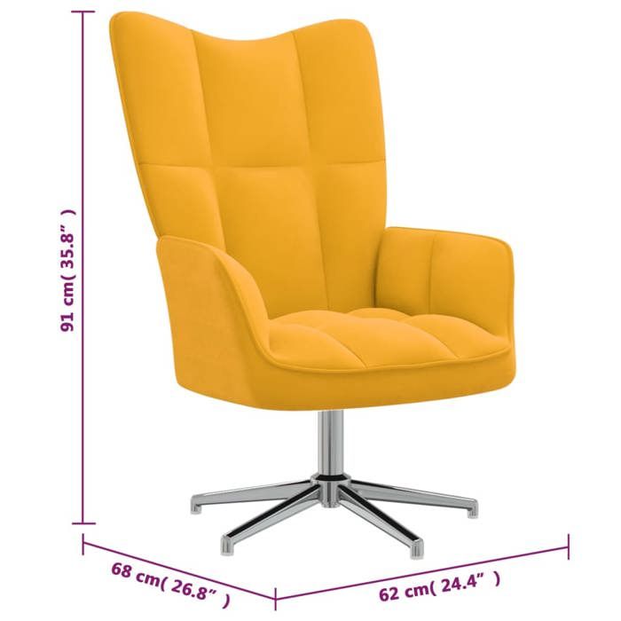 VidaXL Relaxation Chair Mustard Yellow Velvet