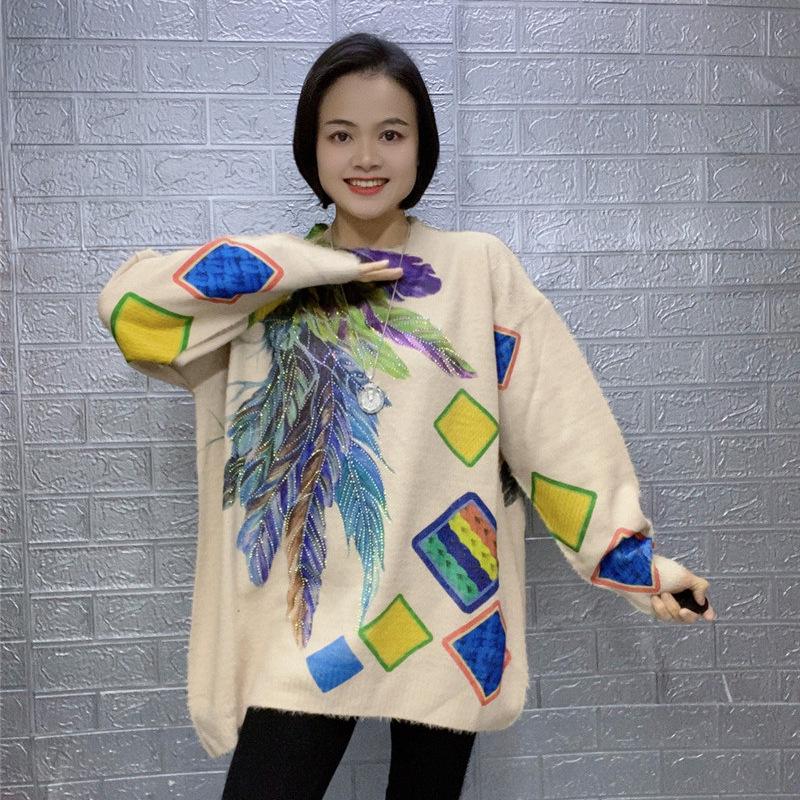 Γυναικείο Ευρωπαϊκό Πλεκτό Πουλόβερ Μακρυμάνικο - Μεγάλο Μέγεθος, Στενό, Άνετη Εφαρμογή για Φθινόπωρο & Άνοιξη