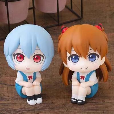Anime Evangelion Ayanami Rei Figure Souryuu Asuka Langley Look Up EVA Sitting Model Toy Doll Aciton Figure PVC Ornament