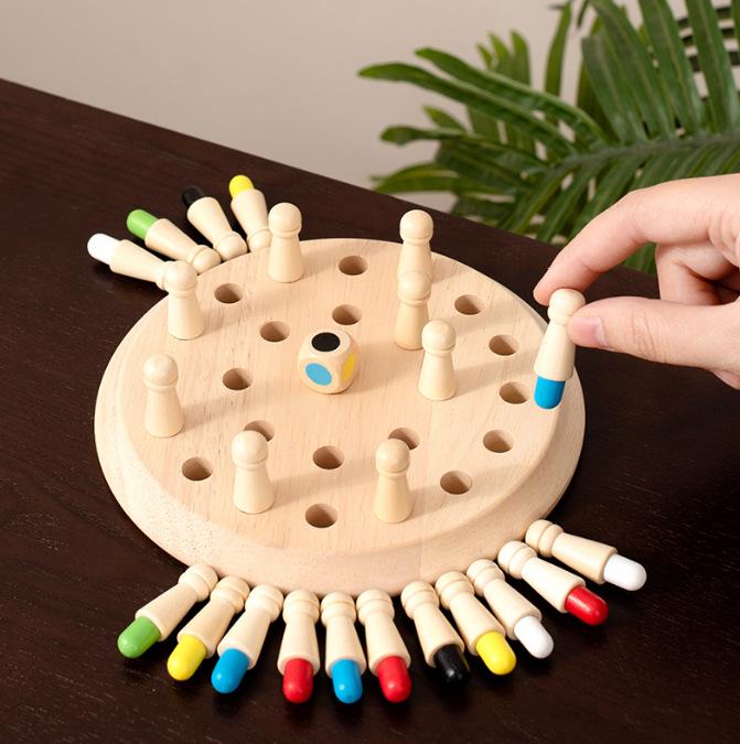 Wooden Multifunctional Memory Chess: Educational Color and Cognitive Game for Children