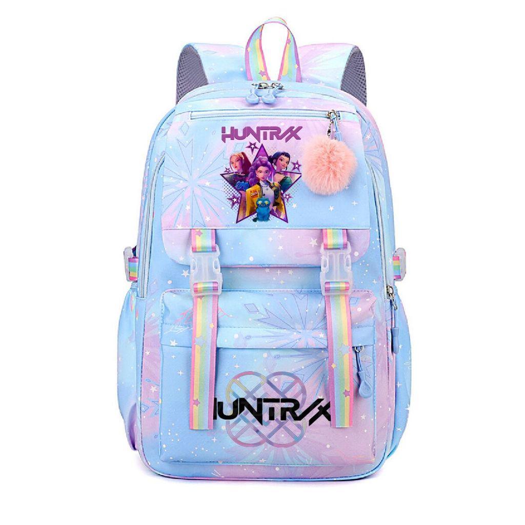 Girls Kpop Hunters Rumi Zoey Mira Printed Backpack Student School Travel Large Capacity Bag