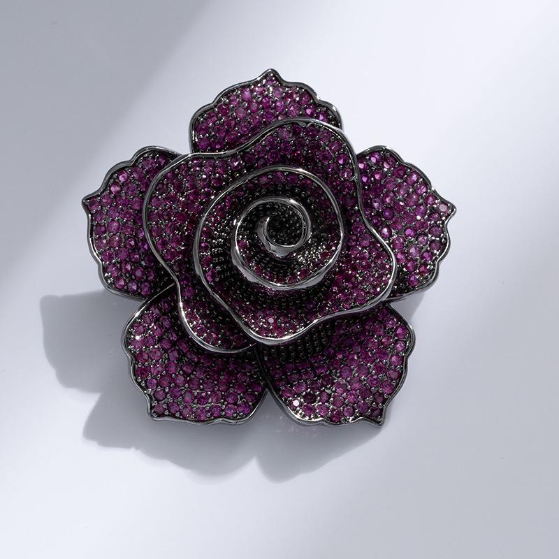 Bo Xin Yun Elegant 3D Retro Camellia Brooch with Copper  Zircon