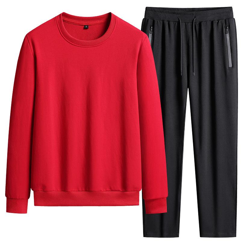 Autumn Large Size Casual Sports Suit Fashion Men's Long Sleeve Round Neck Loose Sweater Two Piece Set