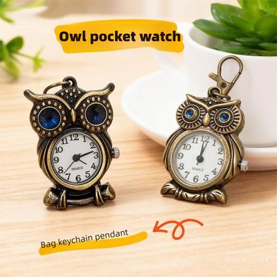 Alloy Clock Keychain Small Mini Hanging Watch Vintage Pocket Watch