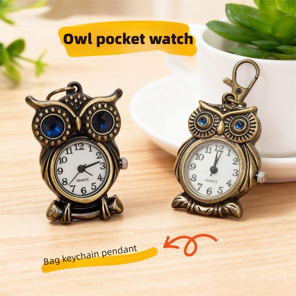 Alloy Clock Keychain Small Mini Hanging Watch Vintage Pocket Watch